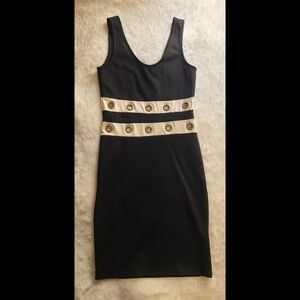 Black/Tan Bodycon Dress. L
